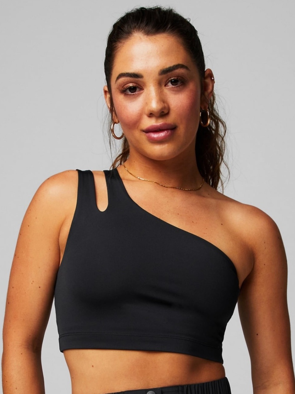 Fabletics Black Asymmetrical One-Shoulder Sports Bralette